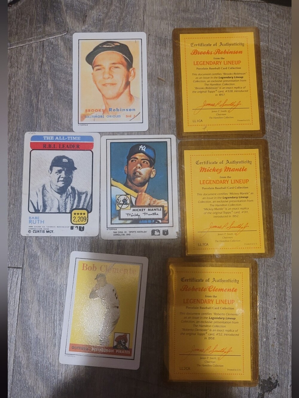 Hamilton Porcelain Baseball Lot Mantle Robinson Clemente + COAs
